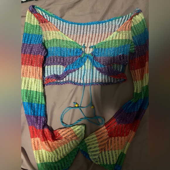Shein Rainbow Crop Top - Picture 2 of 3